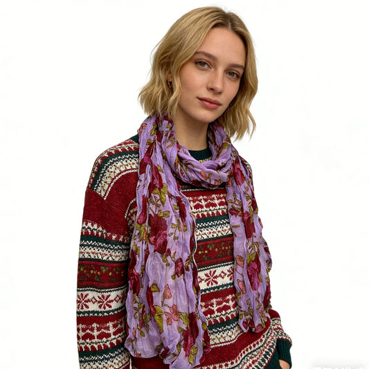 Buy 2pcs Magenta Crinkle Scarf – Printed Polyester Daily Wear