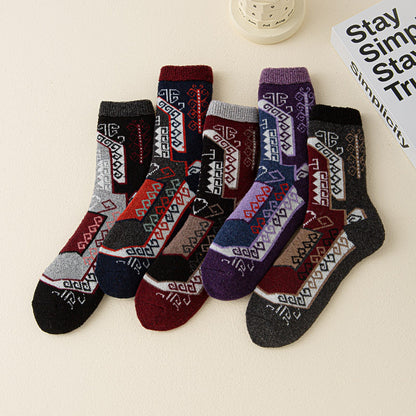 Buy Thick Warm Terry Socks In A Retro Color Palette For Women