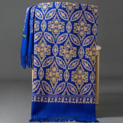 Buy Autumn Winter Golden Silk Lily Embroidered Xinjiang Cashmere