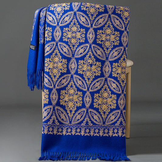 Buy Autumn Winter Golden Silk Lily Embroidered Xinjiang Cashmere