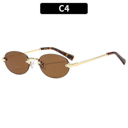 UV400 Fashion Oval Frameless Sunglasses for Eye Protection
