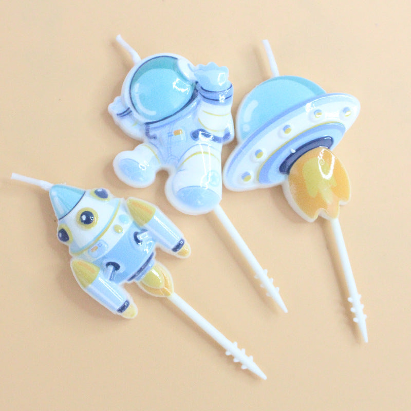 Astronaut Birthday Cake Candles for Fun Party Decoration