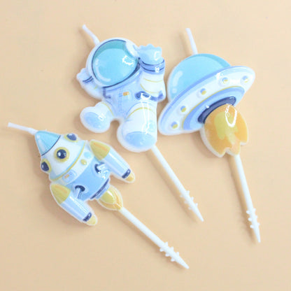 Astronaut Birthday Cake Candles for Fun Party Decoration