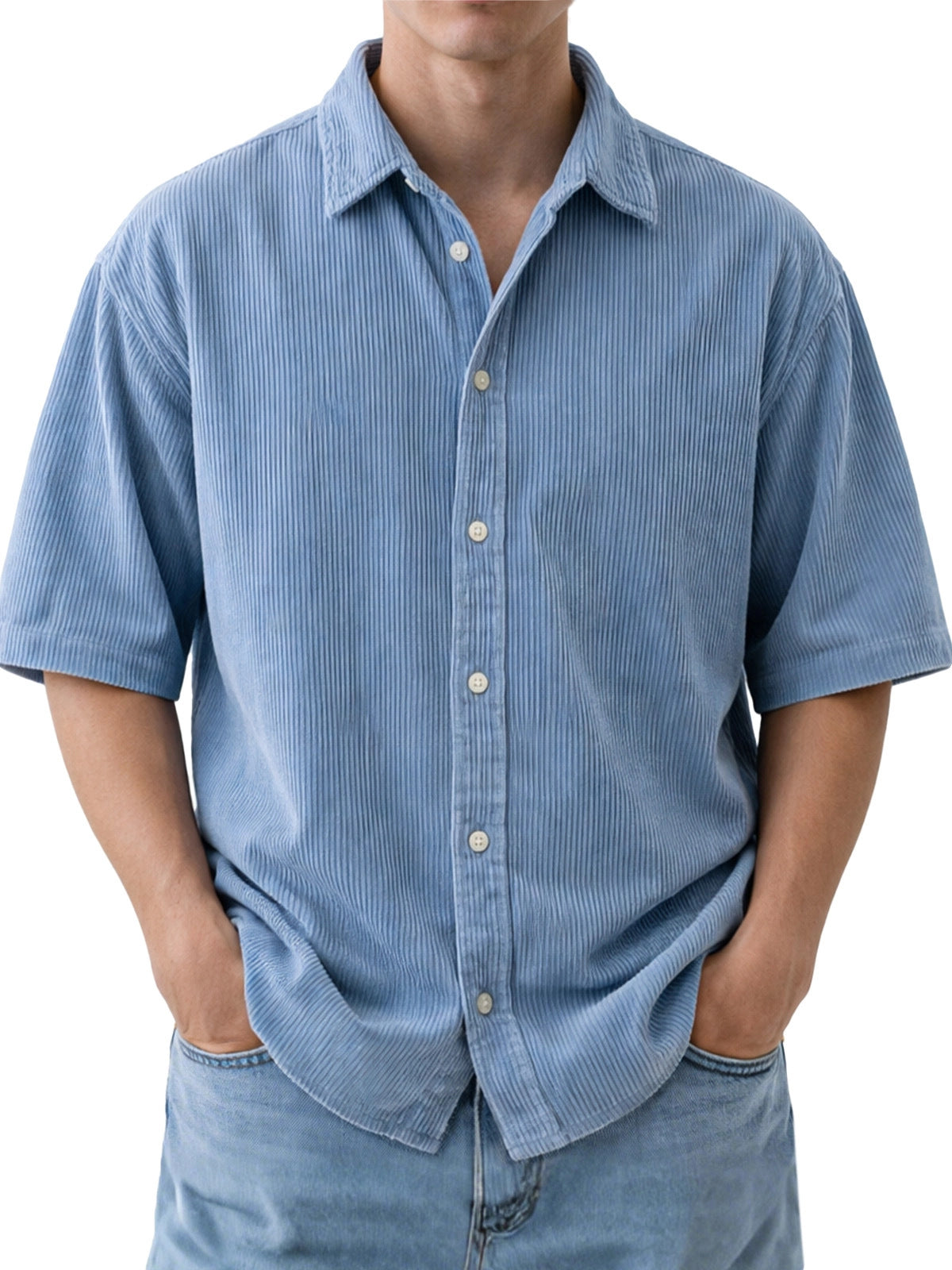Buy Men’s Loose-Fit Corduroy Short-Sleeve Shirt Online