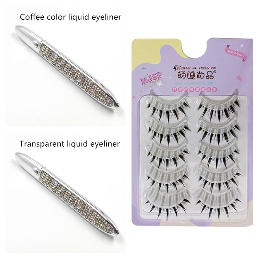 False Eyelashes with Self-Adhesive Eyeliner Multicolor Set