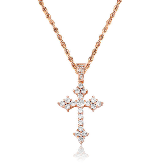 Buy Retro Cross Pendant with Full Zirconia Religious Necklace