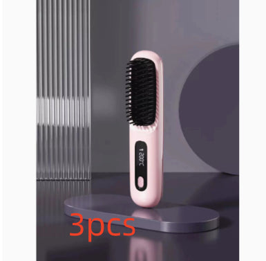 2-in-1 Hair Straightener Brush Wireless Fast Heating Comb