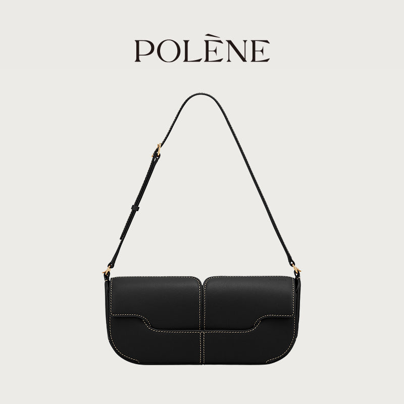 Genuine Leather Baguette Shoulder Bag for Elegant Daily Use