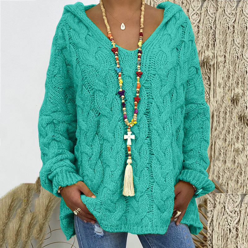 Cable Knit Hoodie Sweater for Women