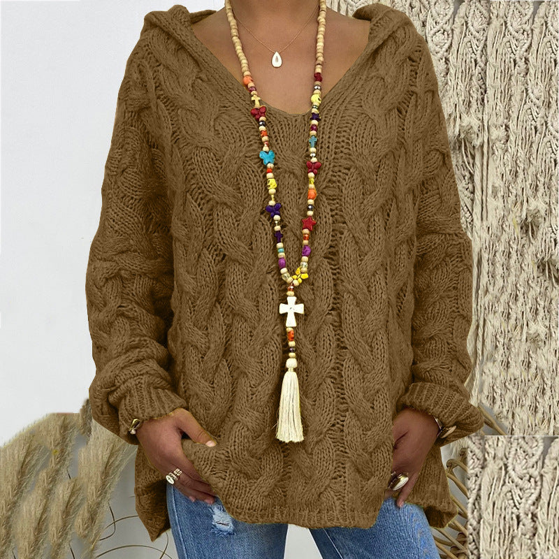 Cable Knit Hoodie Sweater for Women