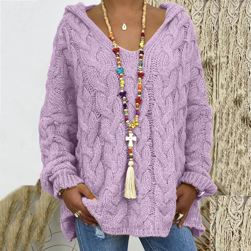 Cable Knit Hoodie Sweater for Women