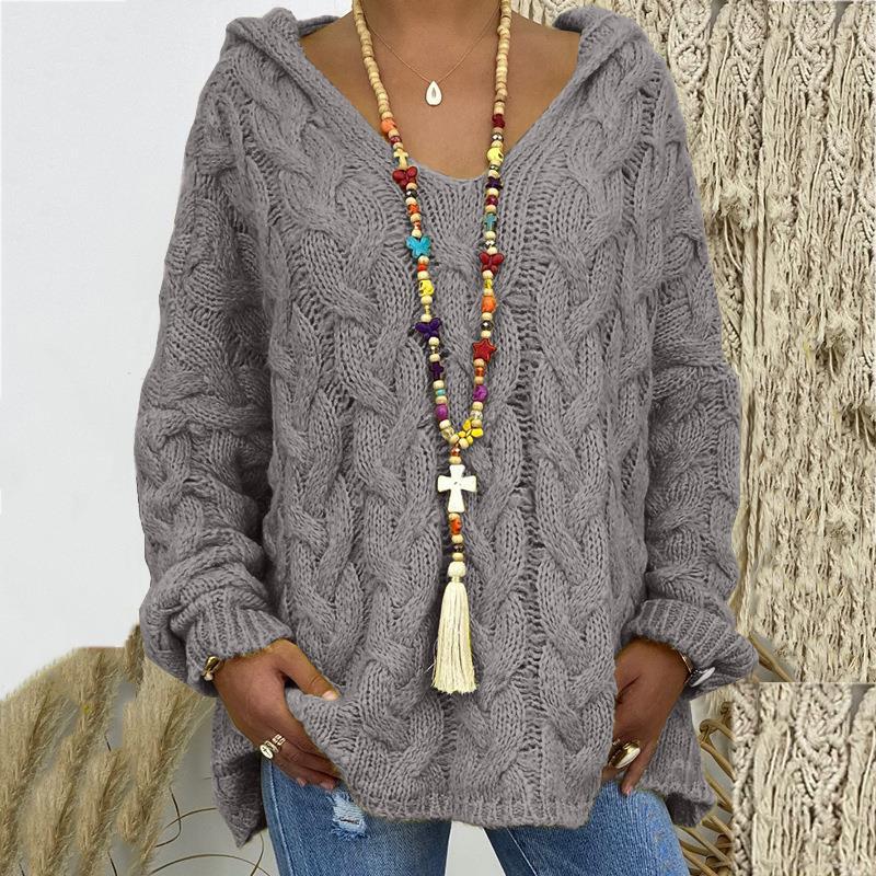 Cable Knit Hoodie Sweater for Women