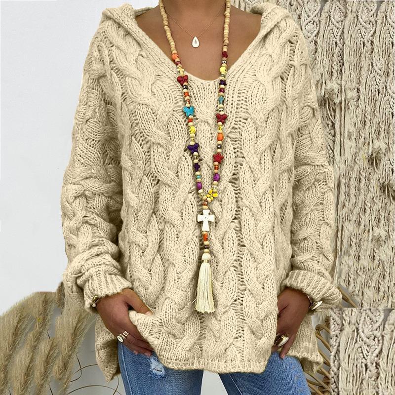 Cable Knit Hoodie Sweater for Women