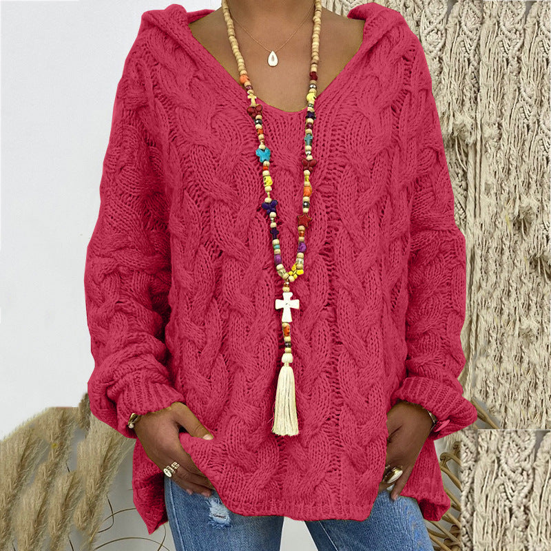 Cable Knit Hoodie Sweater for Women