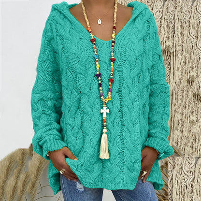 Cable Knit Hoodie Sweater for Women