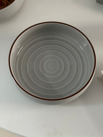 Straight Edge Ceramic Soup Bowl 700ml for Daily Dining