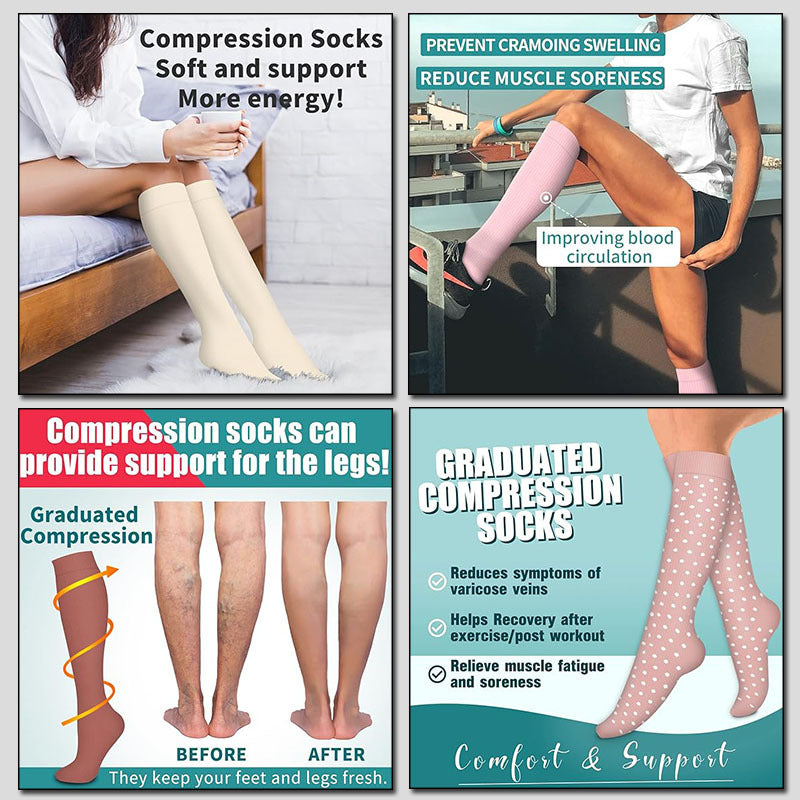 Calf Compression Socks, Sports Knee-High Socks, Running Compression Socks,