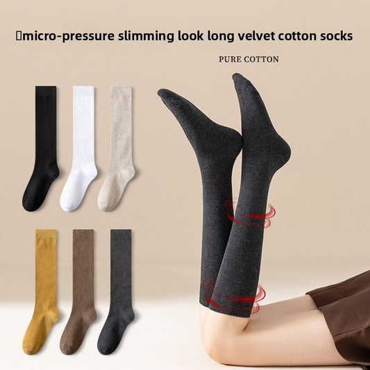 Calf Socks for Women Pure Cotton Knee-Length Pressure Slimming