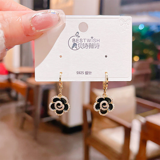 Camellia Flower Design Light Luxury Earrings
