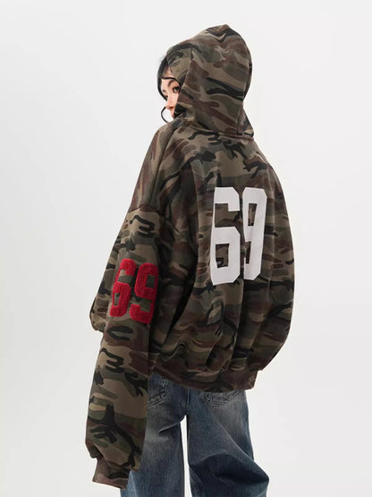 Camouflage Hooded Cardigan Sweatshirt