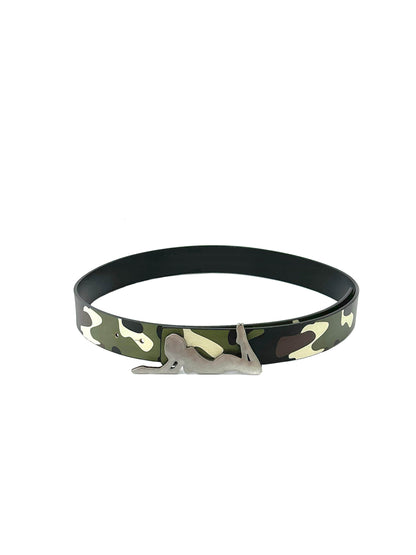 Camouflage Print Leather Belt