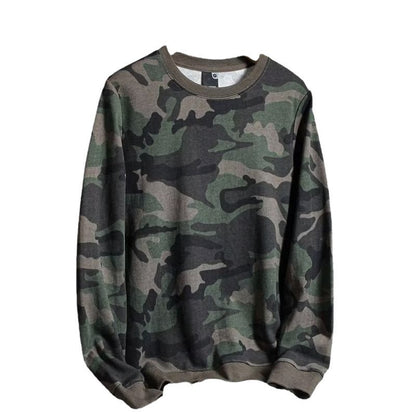 Camouflage printed round-neck hoodie