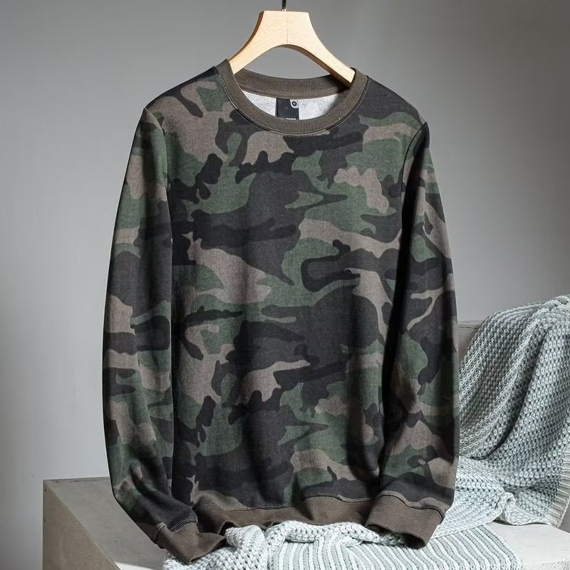 Camouflage printed round-neck hoodie