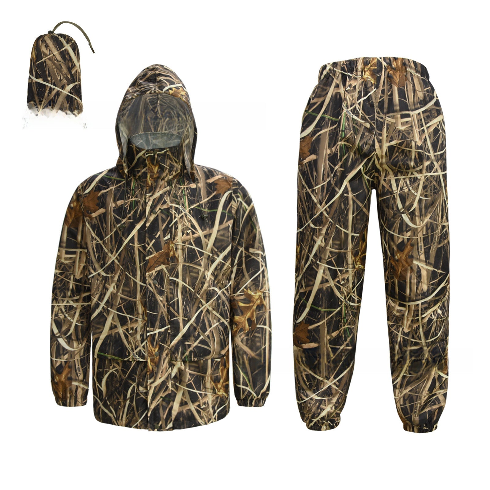 Camouflage raincoat and rain pants