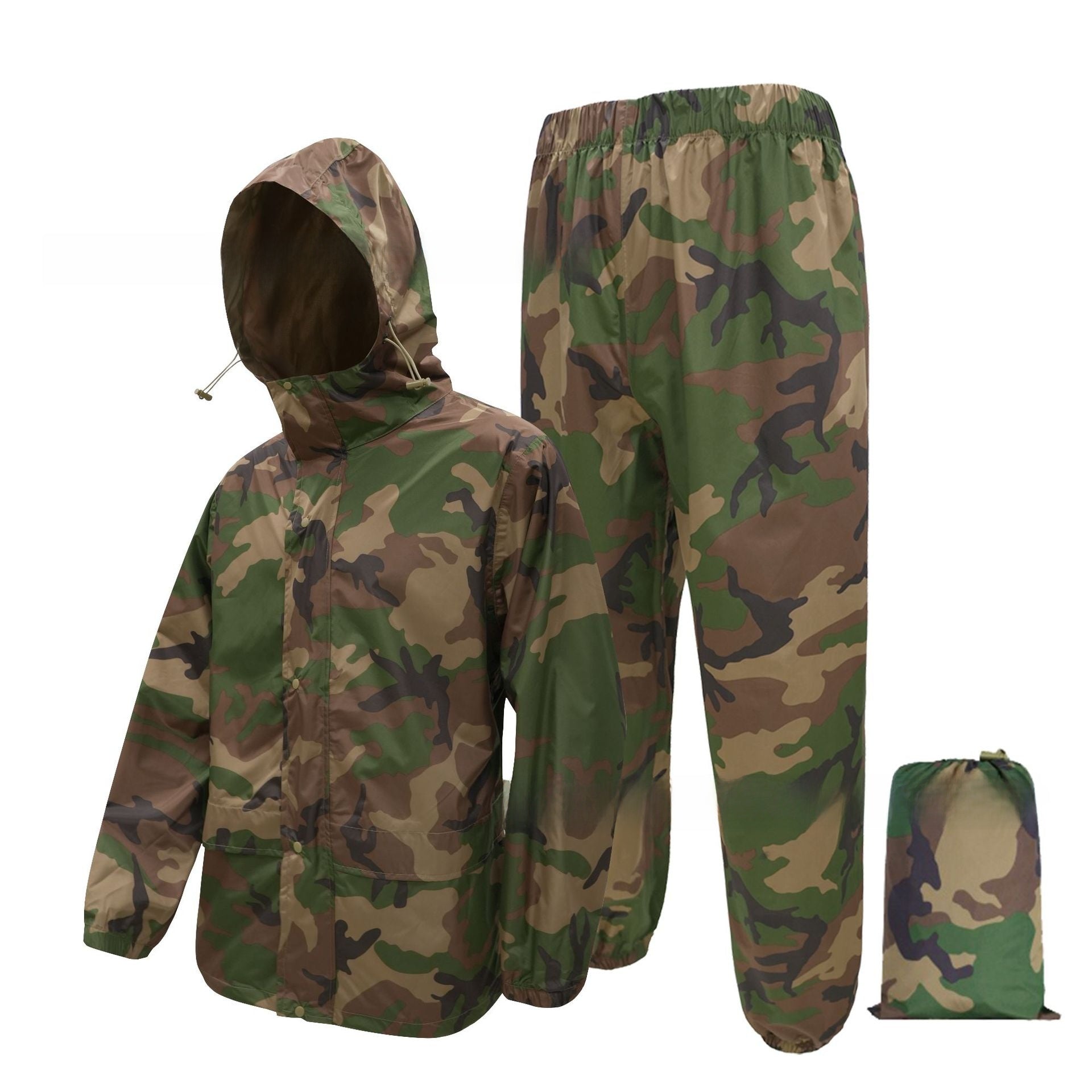 Camouflage raincoat and rain pants