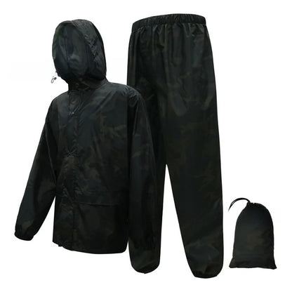 Camouflage raincoat and rain pants