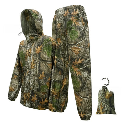 Camouflage raincoat and rain pants
