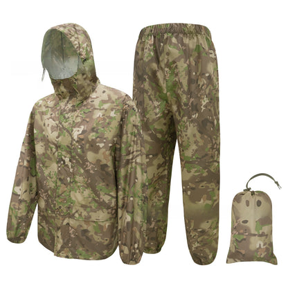 Camouflage raincoat and rain pants