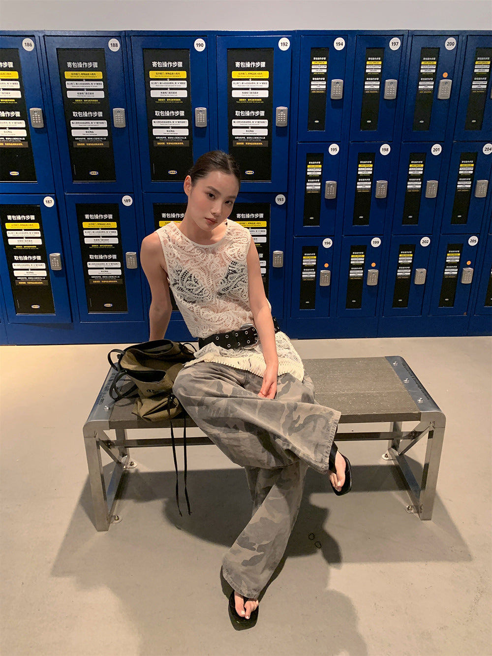 Camouflage Scimitar Wide Leg Jeans