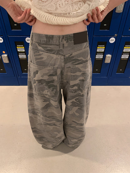 Camouflage Scimitar Wide Leg Jeans