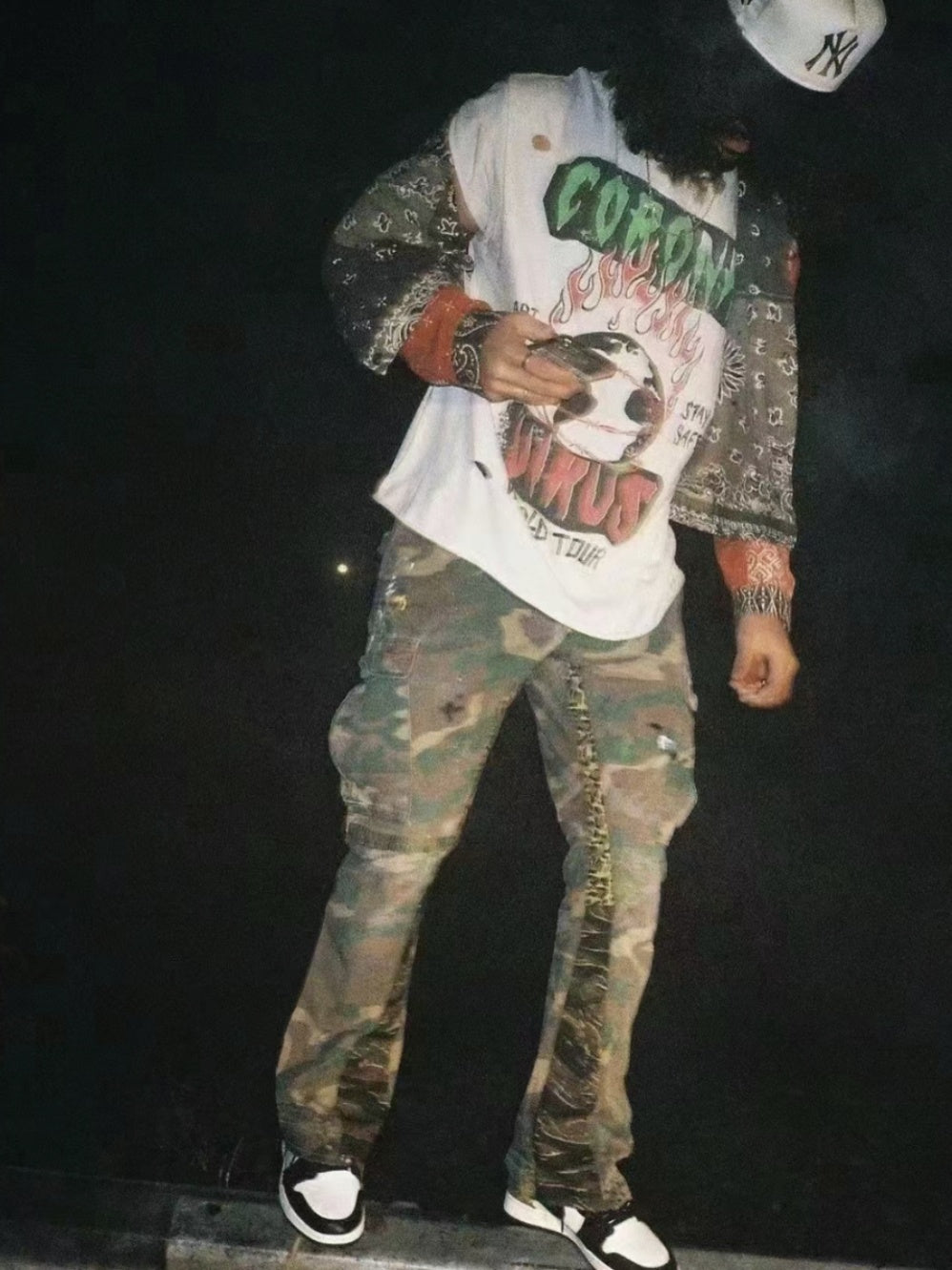 Camouflage Splatter Flared Cargo Pants