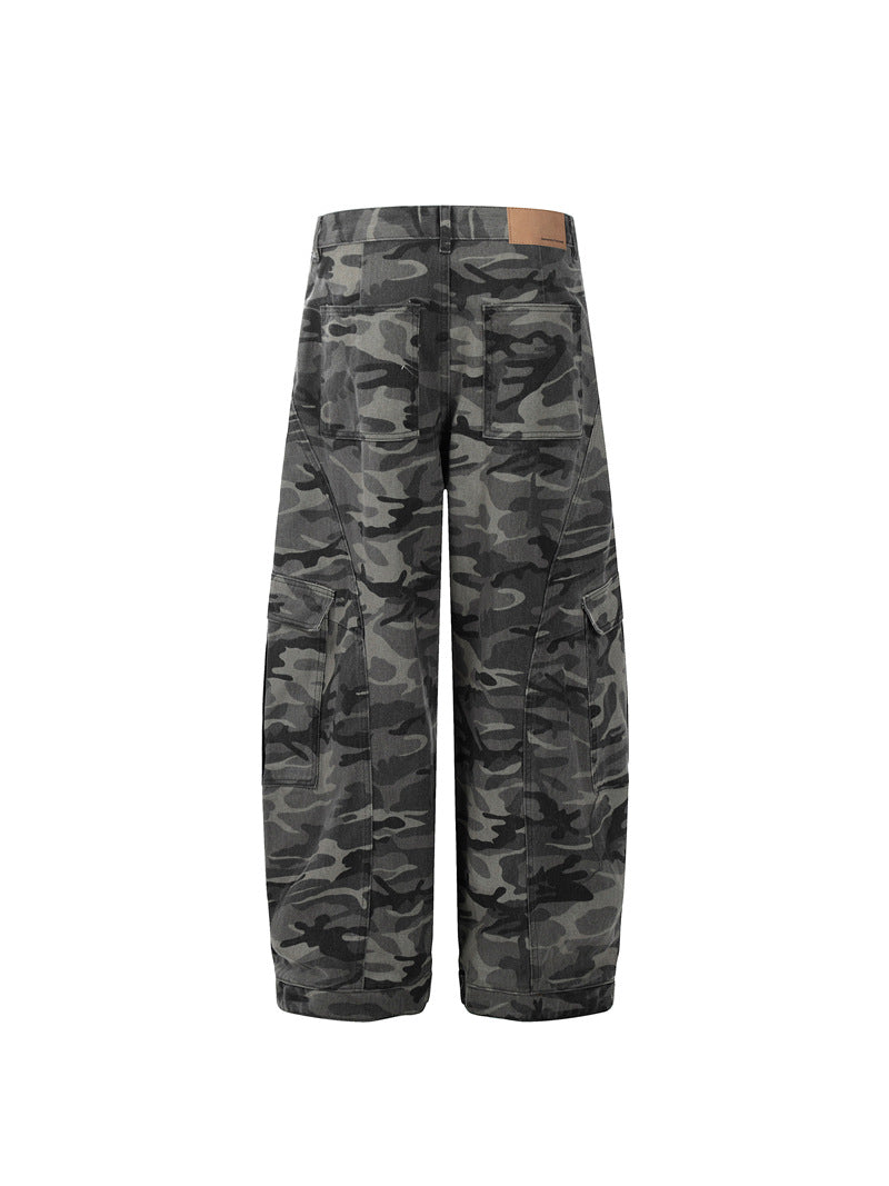 Camouflage wide-leg work pants