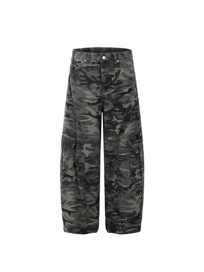 Camouflage wide-leg work pants