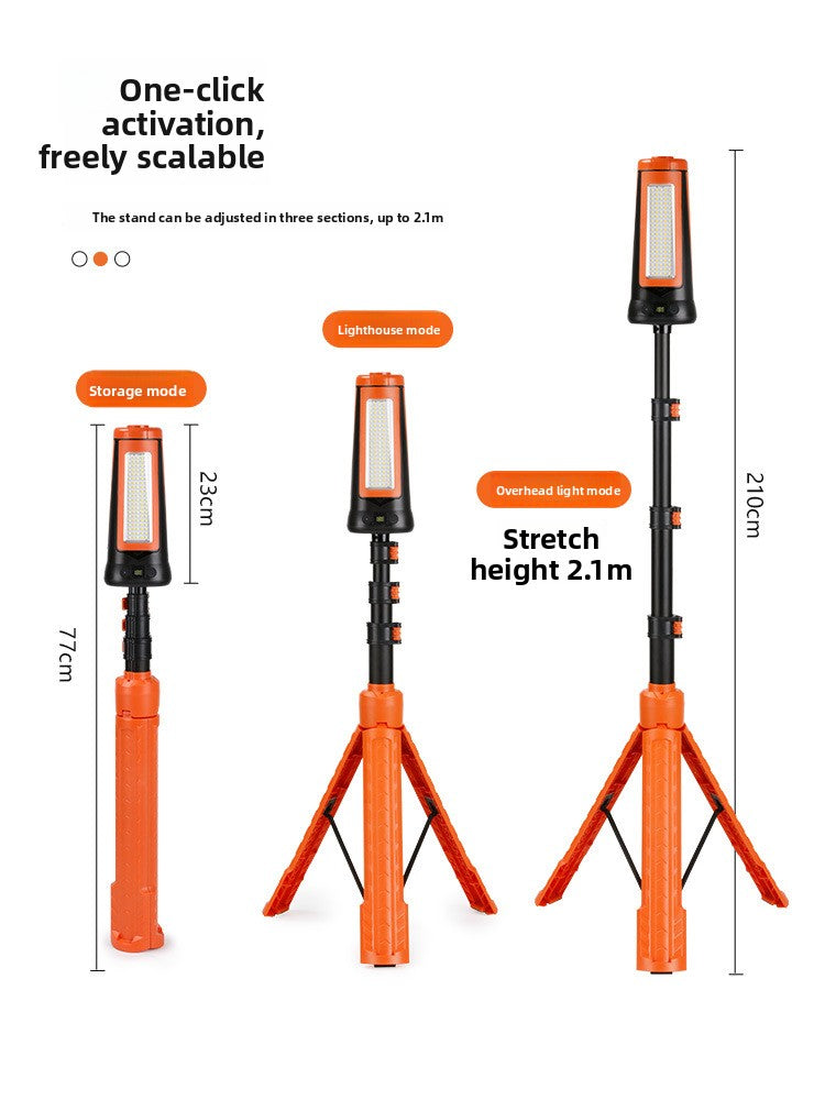 Camping lamp with a stand and lift function