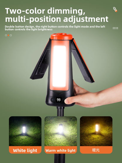 Camping lamp with a stand and lift function