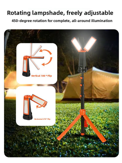 Camping lamp with a stand and lift function