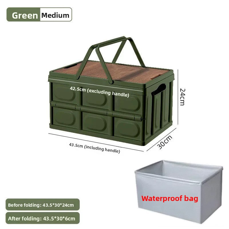 Camping Storage Box with Wooden Lid