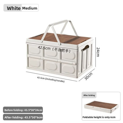 Camping Storage Box with Wooden Lid