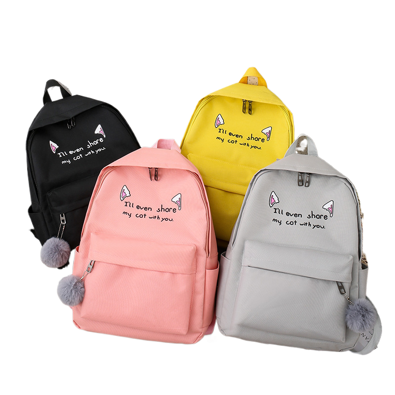 Canvas cat-ear backpack for students