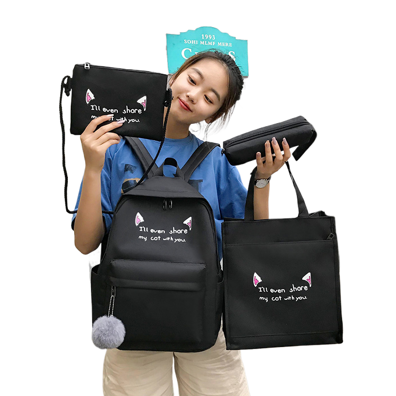 Canvas cat-ear backpack for students