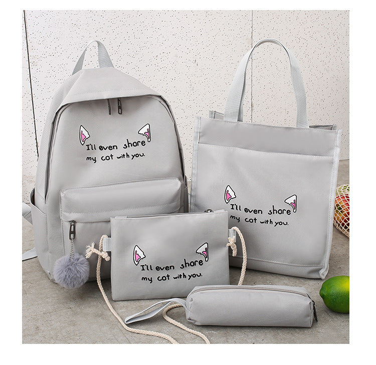 Canvas cat-ear backpack for students