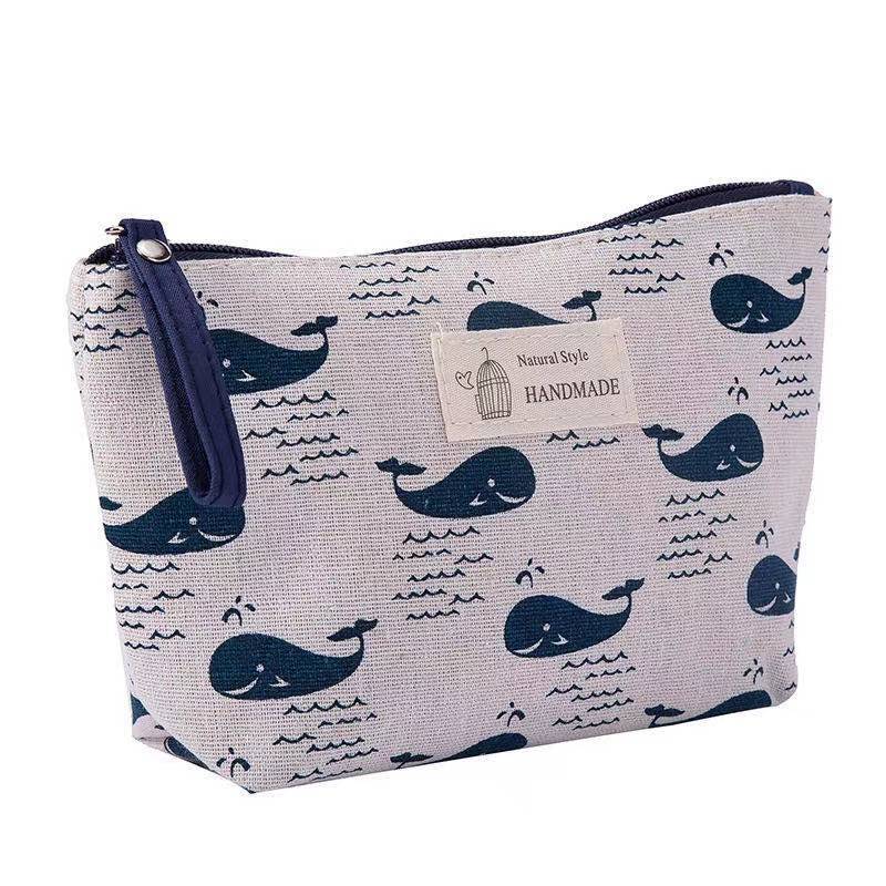 Canvas Cosmetic Bag with Zipper for Travel Storage