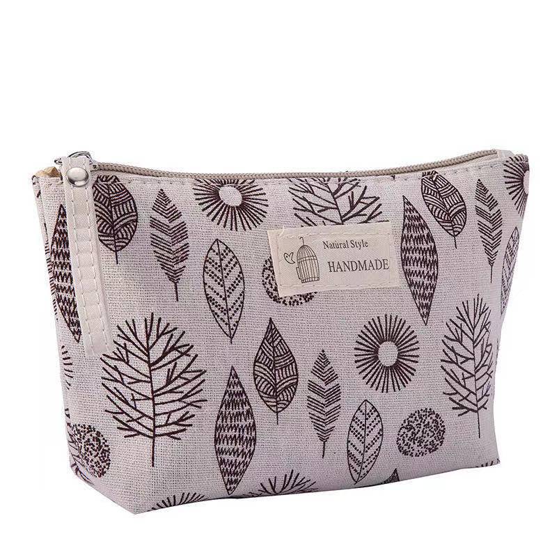 Canvas Cosmetic Bag with Zipper for Travel Storage