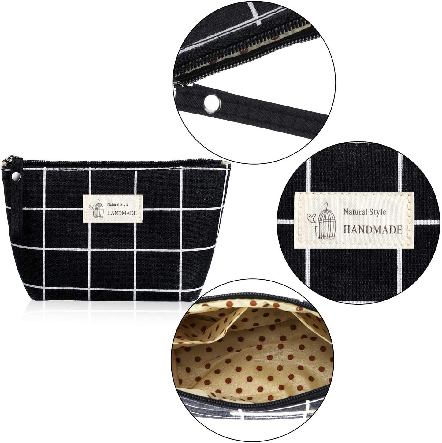 Canvas Cosmetic Bag with Zipper for Travel Storage