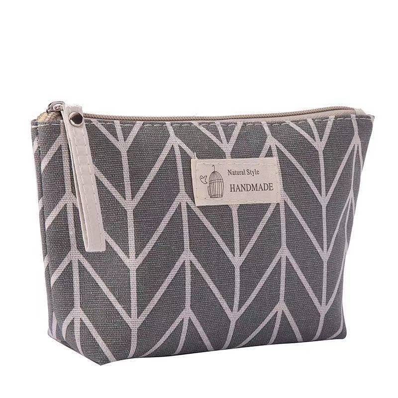 Canvas Cosmetic Bag with Zipper for Travel Storage