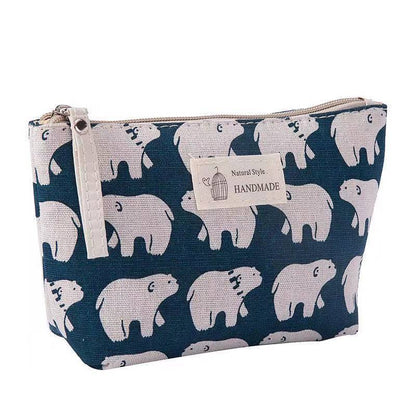 Canvas Cosmetic Bag with Zipper for Travel Storage